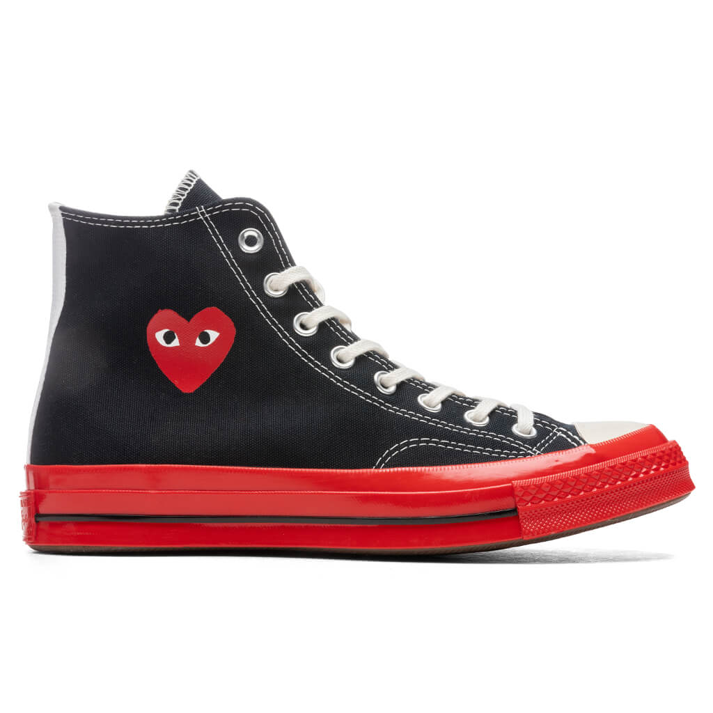 Clothing Accessories Women s Shoes CONVERSE X COMME DES GARCONS PLAY ALL STAR CHUCK 70 HI RED SOLE BLACK